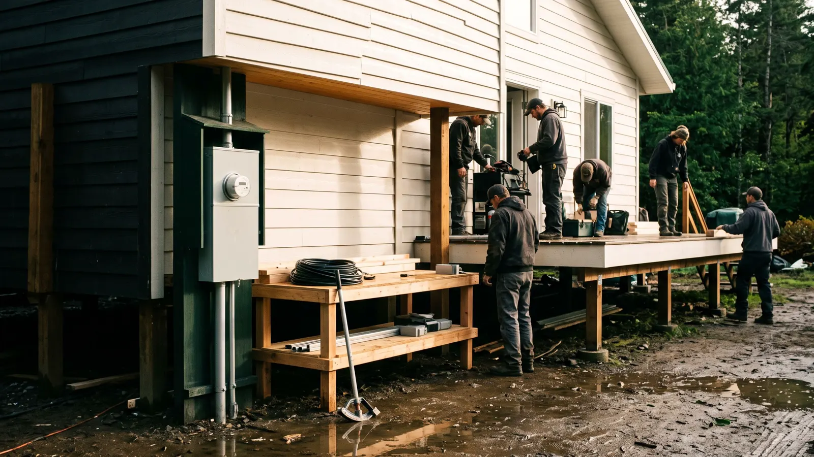 A raised coastal house after weather, typical of Ocean County, NJ.